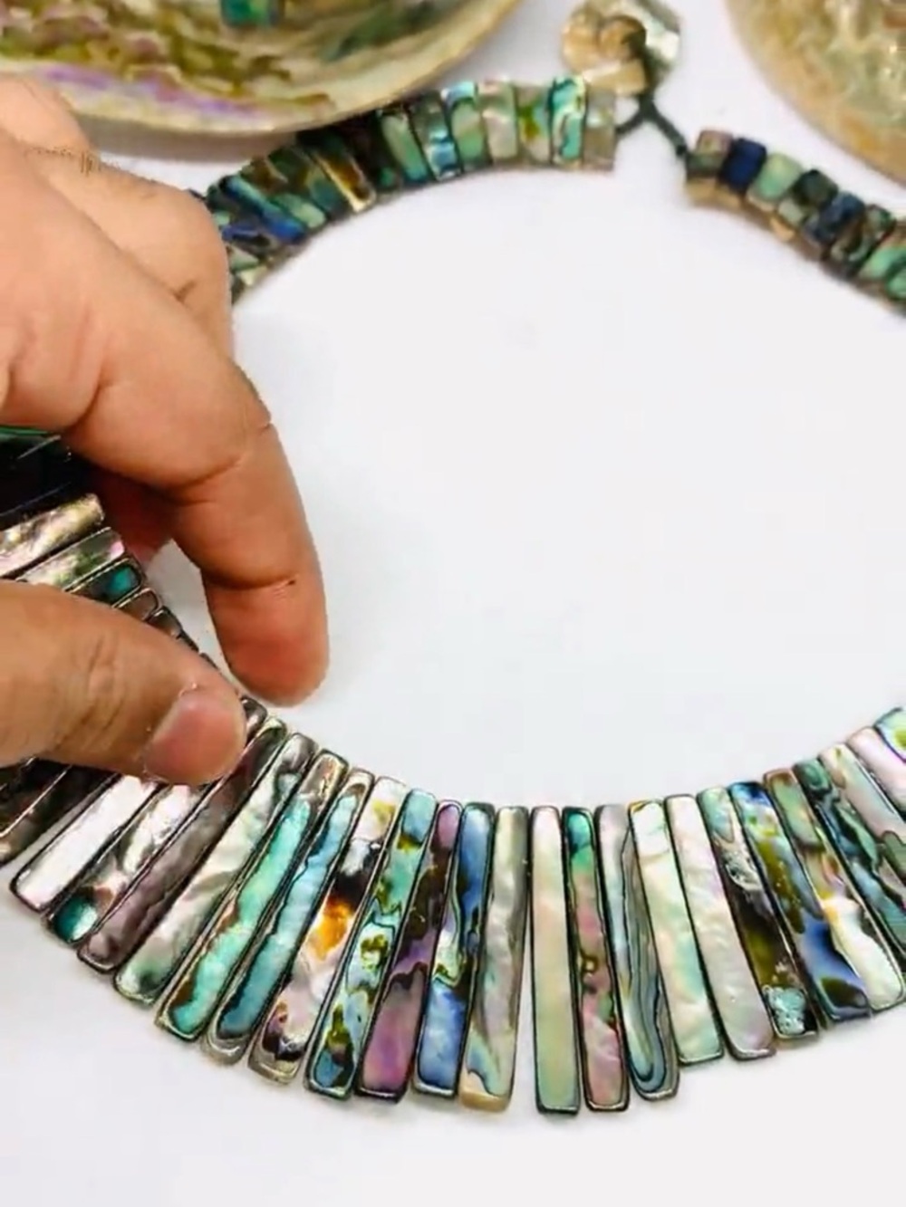 Abalone Shell Collar Necklace, with 925 earrings.